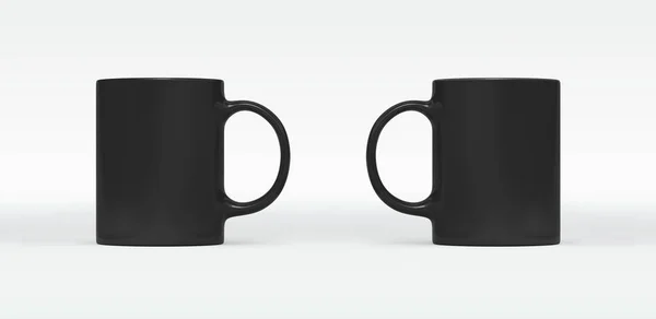 Café Taza Fondo Taza Blanco Burla Con Diferentes Lados Plantilla — Foto de Stock