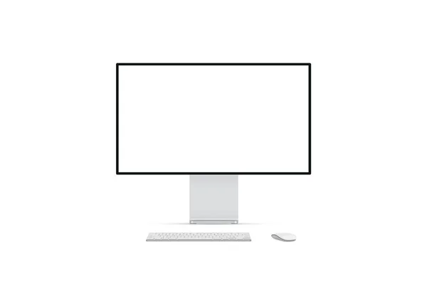 Nieuw Desktop Computer Pro Display Met Toetsenbord Muis Achtergrond Blanco — Stockfoto