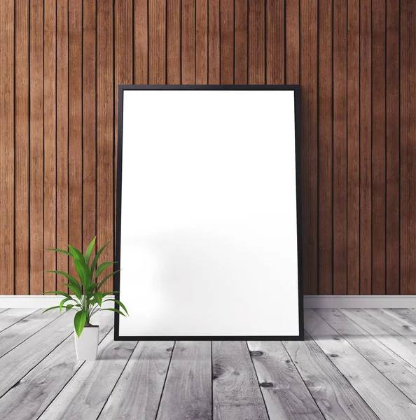 White Poster Floor Blank Frame Mockup You Design Layout Mockup — 스톡 사진