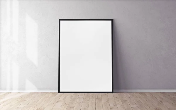 Yerde Beyaz Bir Poster Boş Çerçeve Modeli Var Modelleme — Stok fotoğraf