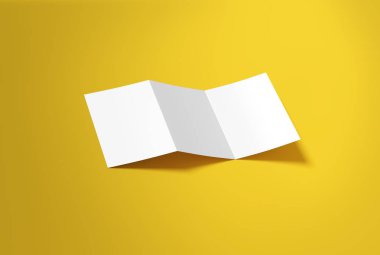 Arka planda broşür modeli. Boş, üç katlı bir broşür. Açılmış dergi, günlük, broşür, kartpostal, broşür, broşür, broşür. Tasarımınız için kapak.