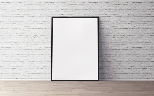 Witte Poster Vloer Met Lege Frame Mockup Voor Ontwerp Layout — Stockfoto