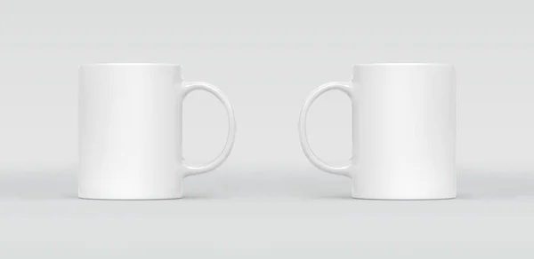 Café Taza Fondo Taza Blanco Burla Con Diferentes Lados Plantilla — Foto de Stock