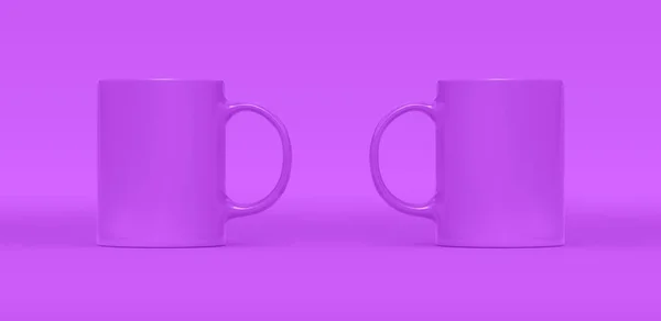 Coffee or tea cup on background. Blank mug mock up with different sides. Empty gift pint set branding template. Glassy restaurant clean tankard 3d illustration for your design.