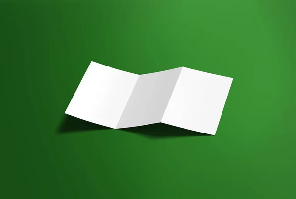 Broschüre Mock Auf Hintergrund Schwebend Leere Dreifache Papierbroschüre Mock Geöffnete — Stockfoto