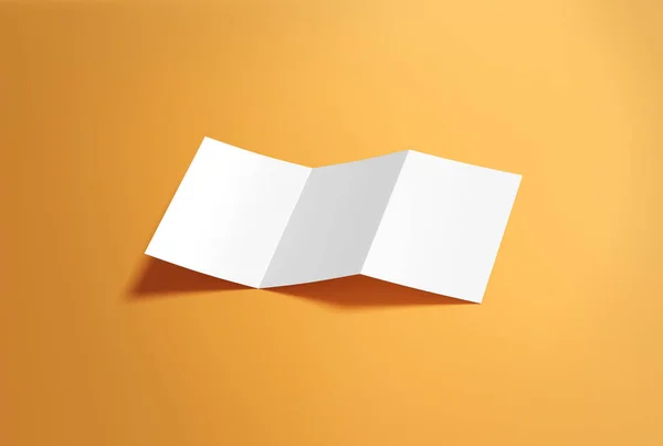 Broschüre Mock Auf Hintergrund Schwebend Leere Dreifache Papierbroschüre Mock Geöffnete — Stockfoto