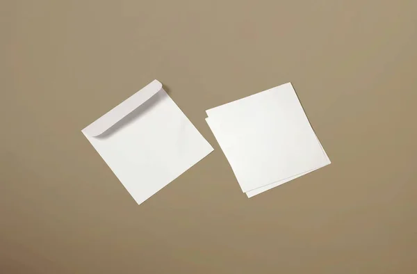 White Envelope Post Card Background Top View Blank Envelope Mockup — 스톡 사진