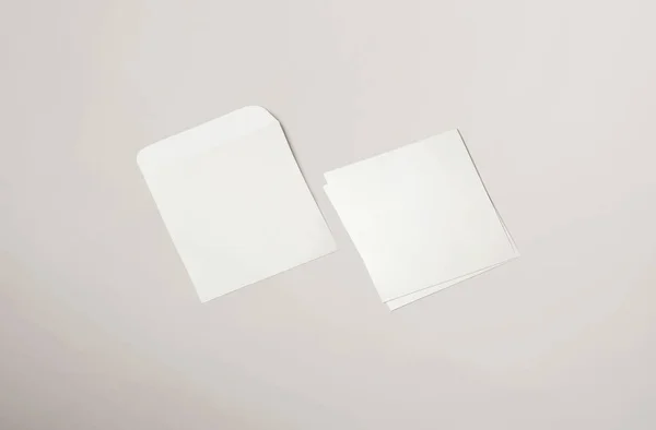 White Envelope Post Card Background Top View Blank Envelope Mockup — 스톡 사진