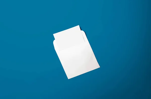 White Envelope Post Card Background Top View Blank Envelope Mockup — 스톡 사진