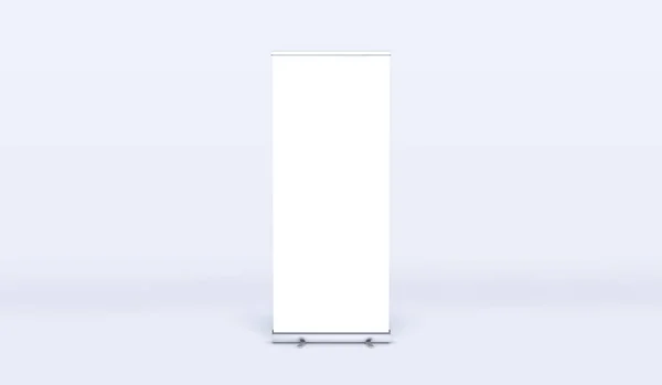 Rollup banners stand. Blank template mockups. Exhibition stand roll-up banners, isolated screen for you design. Vertical empty white roll up for print.