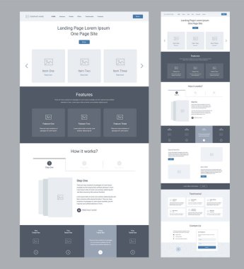 İniş sayfası kablo tasarımı. Bir sayfa web sitesi şablonu. Modern tepkili tasarım. Ux ui web sitesi.
