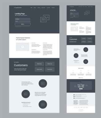 İniş sayfası kablo tasarımı. Bir sayfa web sitesi şablonu. Modern tepkili tasarım. Ux ui web sitesi.