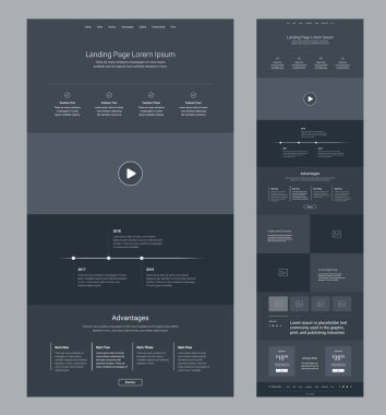 İniş sayfası kablo tasarımı. Bir sayfa web sitesi şablonu. Modern tepkili tasarım. Ux ui web sitesi.
