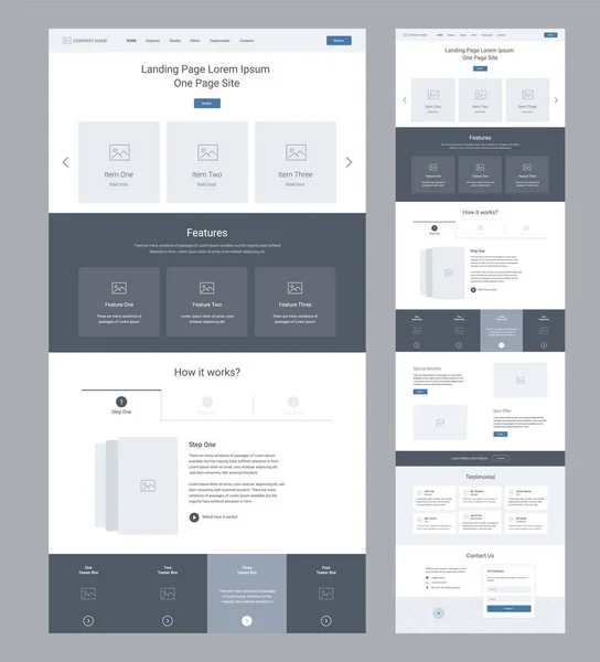 İniş sayfası kablo tasarımı. Bir sayfa web sitesi şablonu. Modern tepkili tasarım. Ux ui web sitesi.