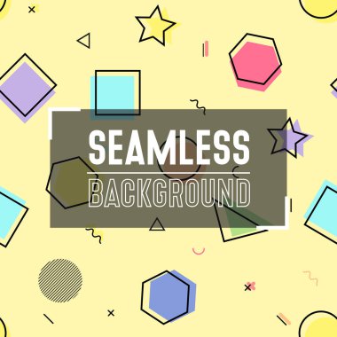 Renkli, pürüzsüz Memphis tarzı 80 'ler-90' lar. Soyut vektör bileşimleri şekillendirir. Tasarımınız için Geometrik arkaplan çizimi.