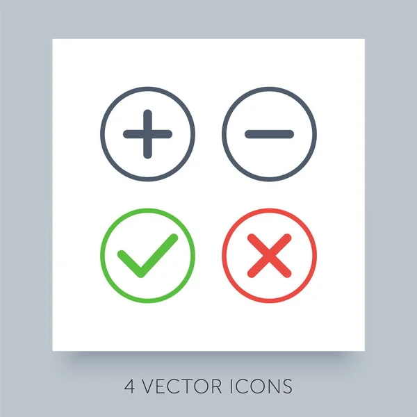 Flat Icons Simple Collection Accepted Rejected Approved Disapproved Yes Right — Stock Vector