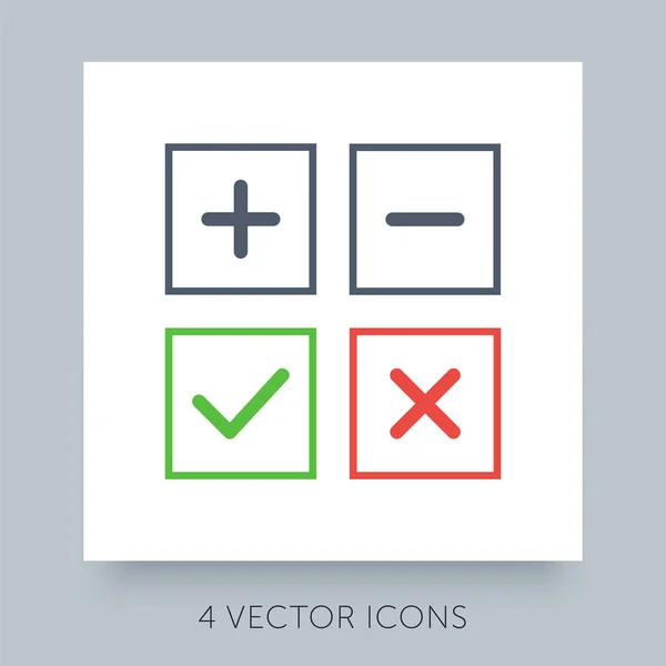 Flat Icons Simple Collection Accepted Rejected Approved Disapproved Yes Right — Stock Vector