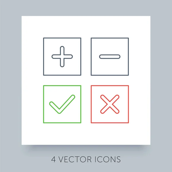 Flat Icons Simple Collection Accepted Rejected Approved Disapproved Yes Right — Stock Vector