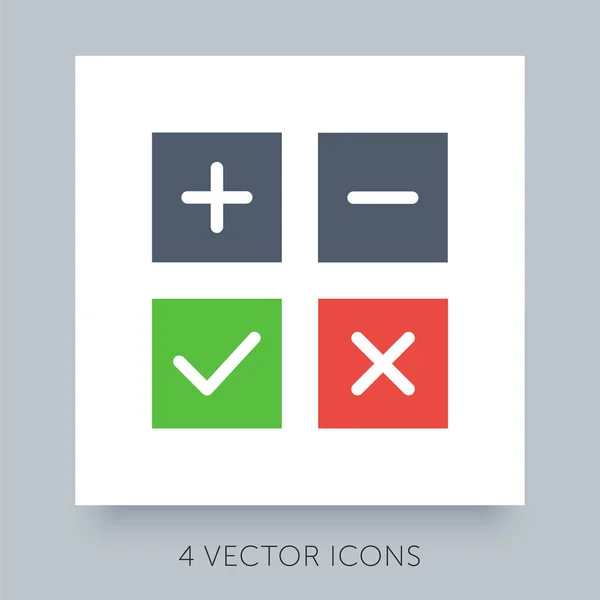 Flat Icons Simple Collection Accepted Rejected Approved Disapproved Yes Right — Stock Vector