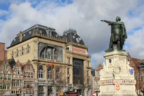 Gent Belgien Januar 2018 Blick Auf Den Freitäglichen Marktplatz Historische — Stockfoto