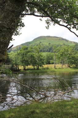 Lochay Nehri manzarası ve Killin yakınlarındaki güzel İskoç İskoçya 'sı manzarası..
