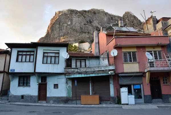 Afyonkarahisar Turquía 2017 Antiguo Asentamiento Casas Históricas Calles Afyonkarahisar Con — Foto de Stock