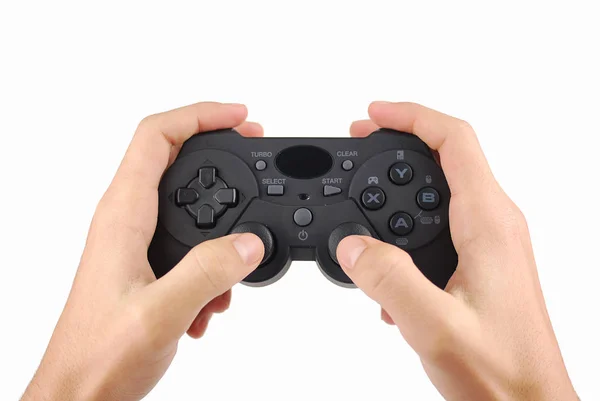 Руки с контроллером видеоигры — стоковое фото