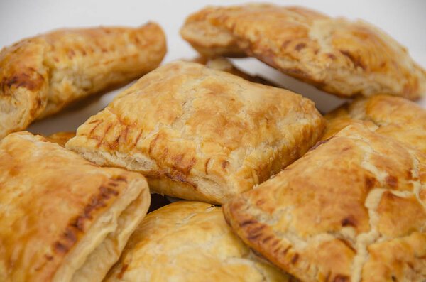 Set of fresh guava puff pastries used for breakfast.
