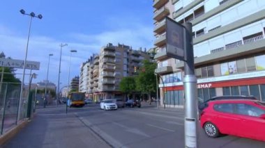 Girona, Spain; June 10th 2019: View of the bus public transportation. Bus arriving at the stop to pick up passengers.