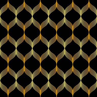Siyah arkaplanda altın geometrik kusursuz desen