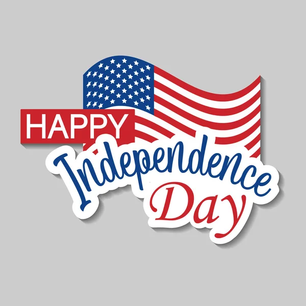 Happy Independence Day Text American Flag Sticker Style — Stock Vector