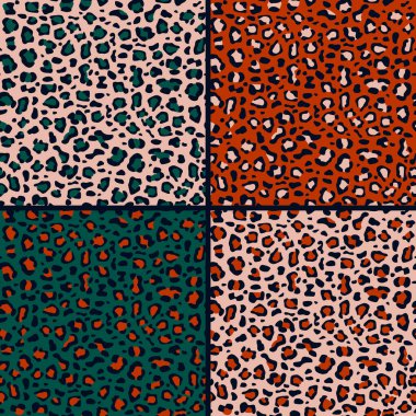 Dört farklı renkte kusursuz jaguar deseni.