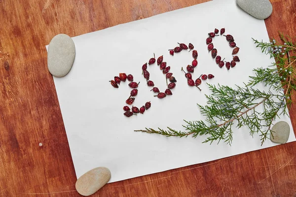 Frohes Neues Jahr Hintergrund Mit Zahlen 2020 Draufsicht Flache Lage — Stockfoto