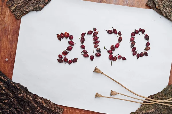 Frohes Neues Jahr Hintergrund Mit Zahlen 2020 Draufsicht Flache Lage — Stockfoto