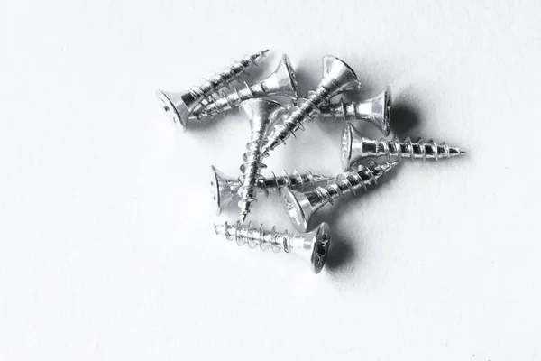 Screws White Background Tapping Screw Copy Space — Stock Photo, Image