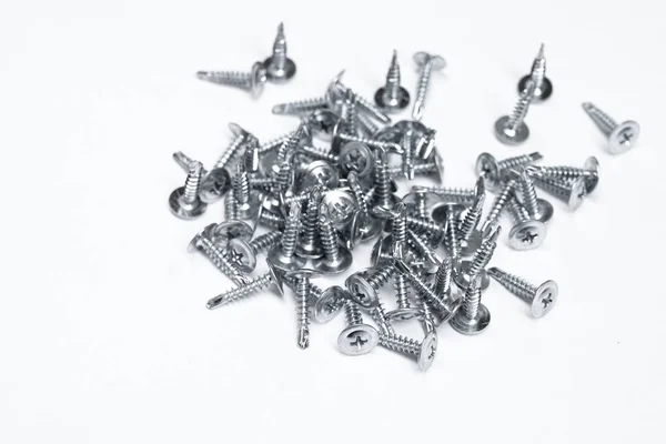 Screws White Background Tapping Screw Copy Space — Stock Photo, Image