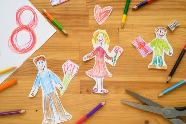 Kadınlar Günü için arka plan. Uluslararası Kadınlar Günü 8 Mart 'ta tebrik kartı