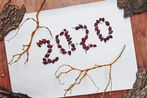 Frohes Neues Jahr Hintergrund Mit Zahlen 2020 Draufsicht Flache Lage — Stockfoto