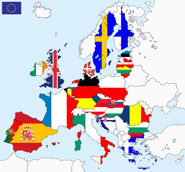 ベクトル画像の欧州連合の地図 — ストックベクタ