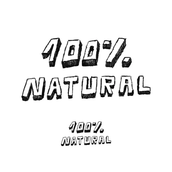 Grunge Hand Getekend Groen 100 Procent Natuurlijke Lettermerk Tekst Voor — Stockvector