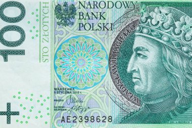 100 PLN, Polonya Kralı 'nı gösteren banknotlar. Üst görünüm