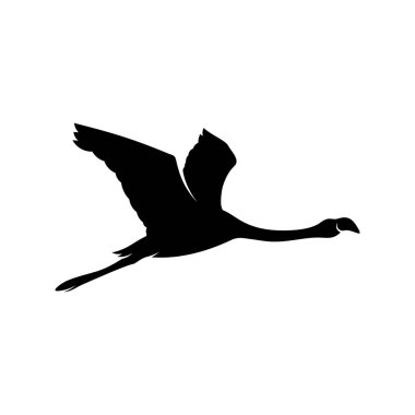 Flamingo tasarım vektörü, flamingo kuşunun siyah silueti, tek ayak üzerinde duruyor, izole edilmiş..
