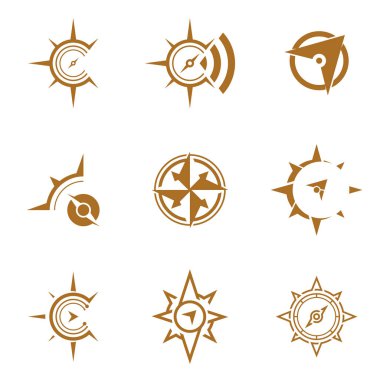 Creative Compass Logo tasarım Şablon vektör resimleme kümesi