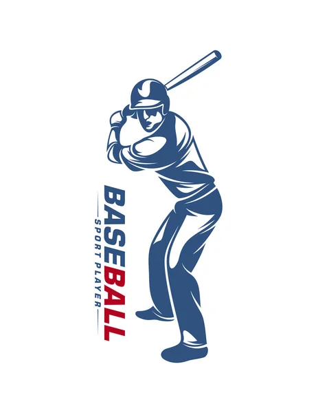 Baseball játékos vektor sziluett. Baseball játékos logó design. Sport klub logó design. — Stock Vector