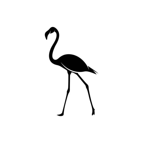 Flamingo-Design-Vektor, schwarze Silhouette eines Flamingo-Vogels, auf einem Bein stehend, isoliert. — Stockvektor