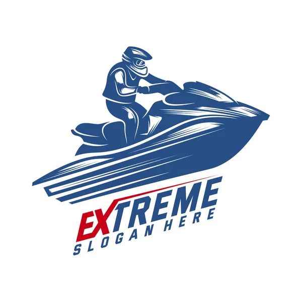 Jet Ski Sports Logo vector, Extreme Jet Ski diseño vector silueta — Vector de stock