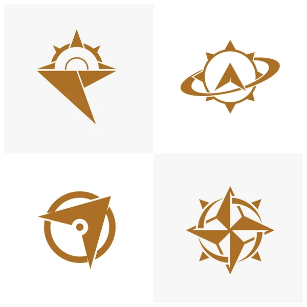 Set de Brújula Creativa Diseño de Logo Ilustración de ícono de vector de plantilla — Archivo Imágenes Vectoriales