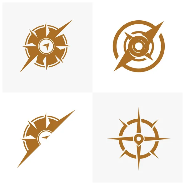 Conjunto de Bússola Criativa Design de Logo Template vector icon illustration —  Vetores de Stock