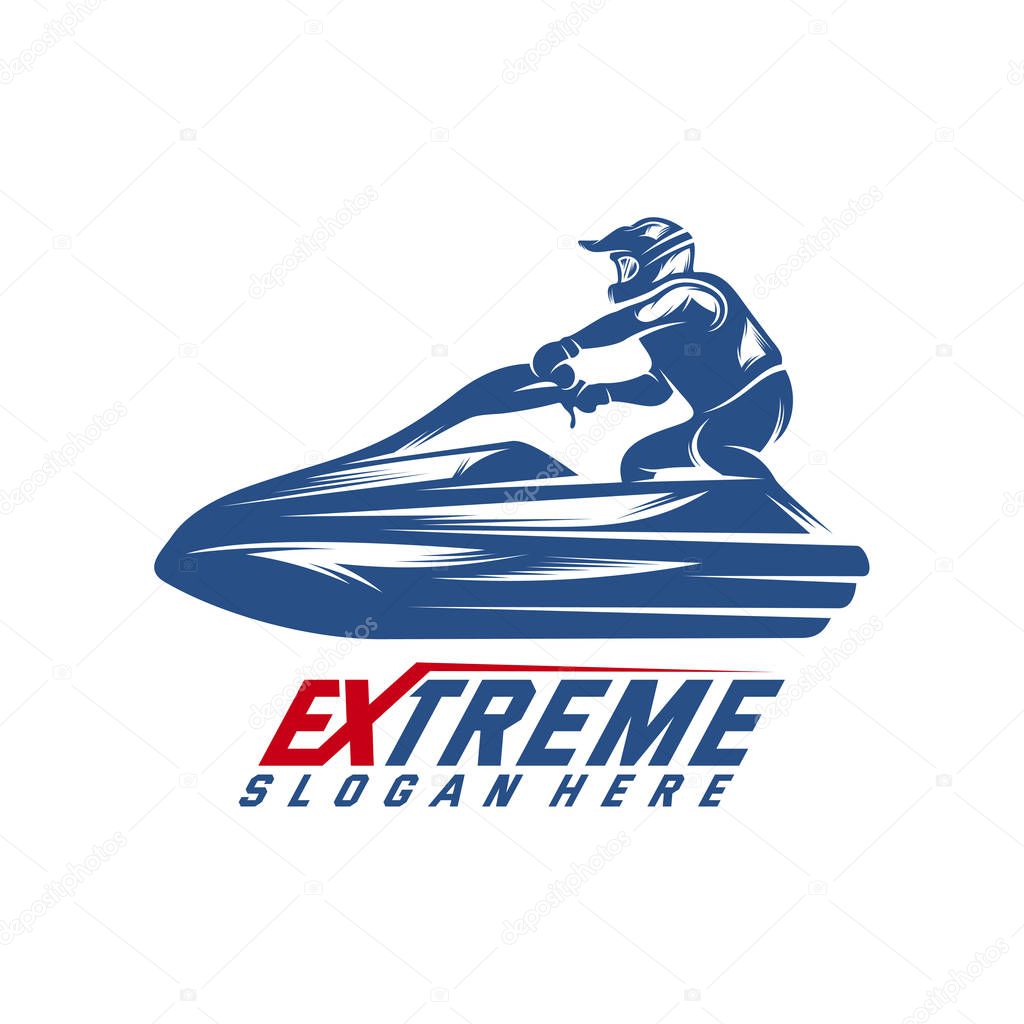Jet Ski Sports Logo vector, Extreme Jet Ski design vector silhouette