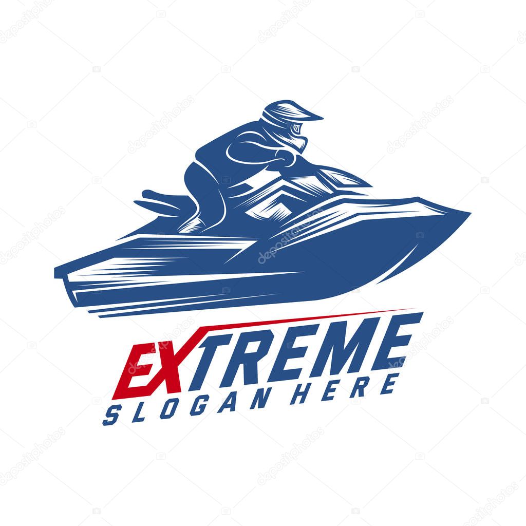 Jet Ski Sports Logo vector, Extreme Jet Ski design vector silhouette